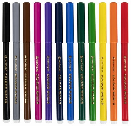 Фломастеры 12 ЦВЕТОВ CENTROPEN "Colour World", круглые, смываемые, 7550/12TP, 7 7550 1284