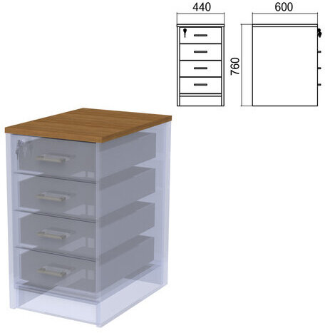 Крышка для тумбы приставной (АТ-07) "Арго", 440х600х22 мм, орех