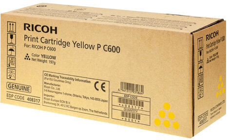 Тонер-картридж RICOH (408317) P C600, желтый, ресурс 12000 страниц, оригинальный