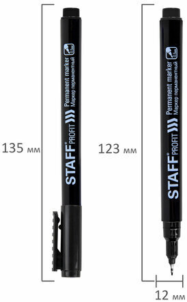Маркер перманентный STAFF "Profit PM-105", ЧЕРНЫЙ, тонкий металлический наконечник 0,5 мм, 152170