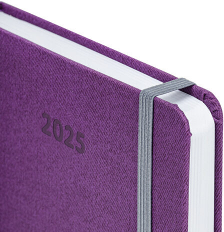 Ежедневник датированный 2025 А5 138x213 мм, BRAUBERG "Mosaic", под кожу, карман для ручки, резинка-фиксатор, фиолетовый, 115836