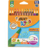 Карандаши цветные утолщенные BIC "Kids Evolution Triangle", 12 цветов, пластиковые, трехгранные, картонная упаковка, 8297356