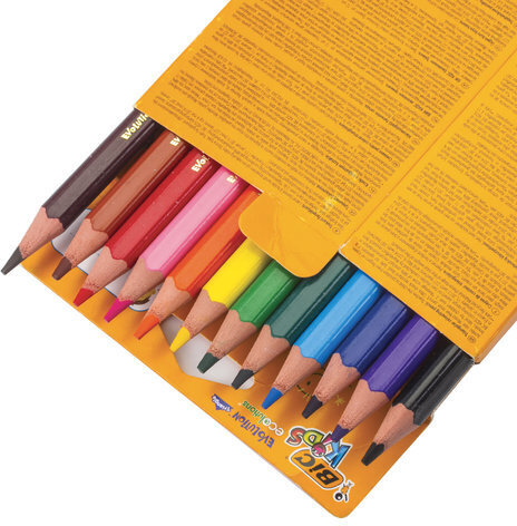 Карандаши цветные утолщенные BIC "Kids Evolution Triangle", 12 цветов, пластиковые, трехгранные, картонная упаковка, 8297356