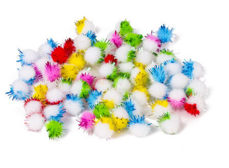 Помпоны для творчества, многоцветные, блестящие, 10 мм, 60 шт., ОСТРОВ СОКРОВИЩ, 661433