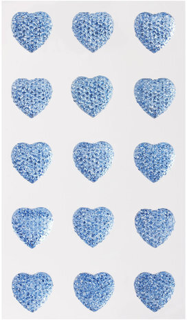 Стразы самоклеящиеся "Сердце", голубые, 16 мм, 15 шт., на подложке, ОСТРОВ СОКРОВИЩ, 661583