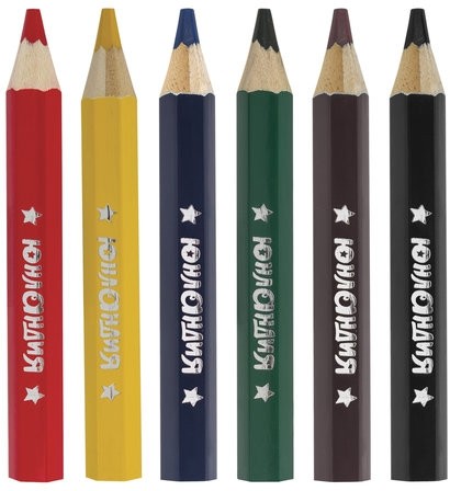 Карандаши цветные утолщенные ЮНЛАНДИЯ "МАЛЫШИ-КАРАНДАШИ", 6 цветов, укороченные заточенные, 181375