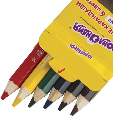 Карандаши цветные утолщенные ЮНЛАНДИЯ "МАЛЫШИ-КАРАНДАШИ", 6 цветов, укороченные заточенные, 181375