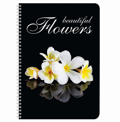 Тетрадь А4, 96 л., BRAUBERG, гребень, клетка, обложка картон, КРАСИВЫЕ ЦВЕТЫ, 403072