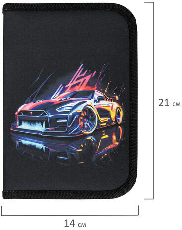 Пенал BRAUBERG, 1 отделение, полиэстер, 21х14 см, "Neon drift", 272329