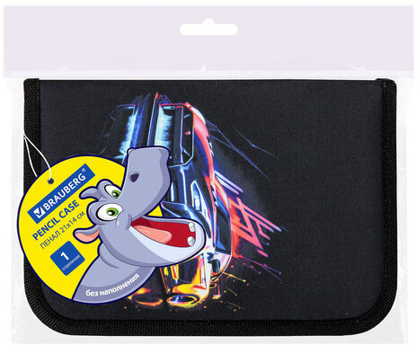 Пенал BRAUBERG, 1 отделение, полиэстер, 21х14 см, "Neon drift", 272329
