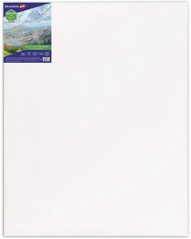 Холст на подрамнике BRAUBERG ART CLASSIC, 80х100см, грунтованный, 100% хлопок, крупное зерно, 190647