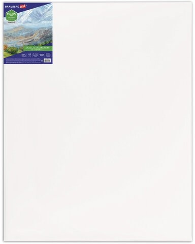 Холст на подрамнике BRAUBERG ART CLASSIC, 80х100см, грунтованный, 100% хлопок, крупное зерно, 190647