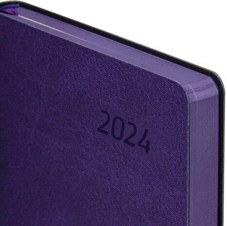 Ежедневник датированный 2024 А5 138x213 мм BRAUBERG "Stylish", под кожу, гибкий, фиолетовый, 114892