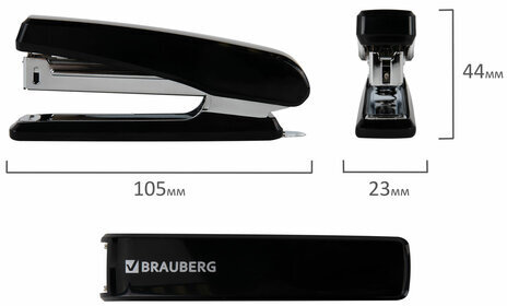 Степлер №10 BRAUBERG "Standard", до 20 листов, черный, 272754