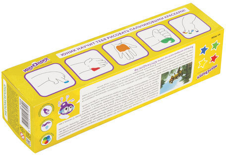 Краски пальчиковые ЮНЛАНДИЯ "ДИНОЗАВРИКИ", 4 цвета по 110 мл, в баночках, ВЫСШЕЕ КАЧЕСТВО, 191338