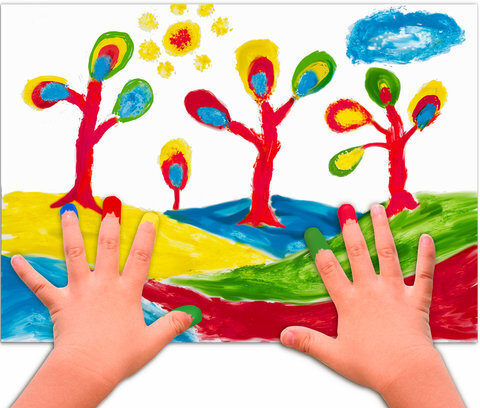 Краски пальчиковые ЮНЛАНДИЯ "ДИНОЗАВРИКИ", 4 цвета по 110 мл, в баночках, ВЫСШЕЕ КАЧЕСТВО, 191338