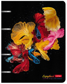 Тетрадь на кольцах А5 166х220 мм, 80 л., металлизированный картон, клетка, HATBER, &quot;Экспрессия&quot;, 80ТК5мтлВ1, 80ТК5мтлВ1_2570