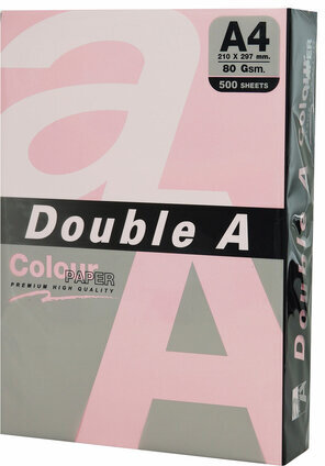 Бумага цветная DOUBLE A, А4, 80 г/м2, 500 л., пастель, розовая
