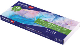 Краски акриловые художественные ПЕРЛАМУТРОВЫЕ, НАБОР 12 цветов в тубах по 12 мл, BRAUBERG ART CLASSIC, 192243