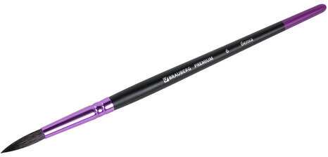 Кисть белка, круглая № 6, BRAUBERG PREMIUM, 200975