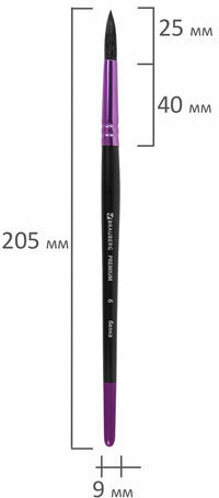 Кисть белка, круглая № 6, BRAUBERG PREMIUM, 200975