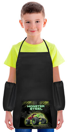Фартук с нарукавниками для уроков труда ПИФАГОР, 1 карман, 44x55 см, "Monster steel", 270925