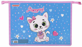 Папка для тетрадей ПИФАГОР А4, 1 отделение, картон/пластик, на молнии, &quot;Yummy Cupcake&quot;, 271442