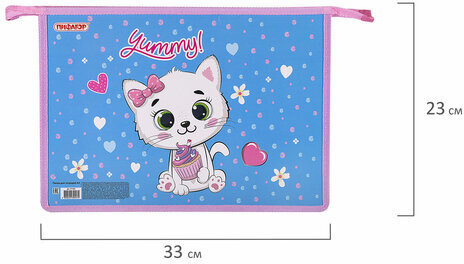 Папка для тетрадей ПИФАГОР А4, 1 отделение, картон/пластик, на молнии, "Yummy Cupcake", 271442