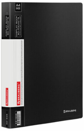 Папка 60 вкладышей BRAUBERG стандарт, черная, 0,8 мм, 221606