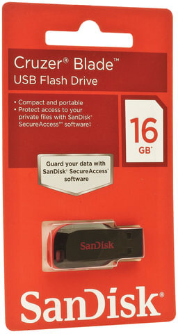 Флеш-диск 16 GB, SANDISK Cruzer Blade, USB 2.0, черный, SDCZ50-016G-B35