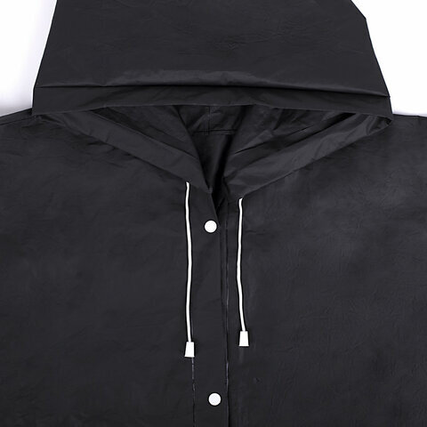 Дождевик плащ черный на кнопках, EVA, многоразовый прочный, чехол в комплекте, универсальный размер, SHAMAANI (ШАМААНИ), 610932