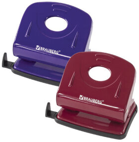 Дырокол металлический BRAUBERG &quot;Universal&quot;, до 25 листов, ассорти (синий /бордовый), 222552