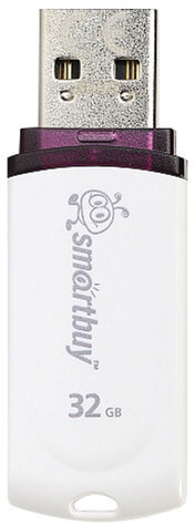 Флеш-диск 32 GB, SMARTBUY Paean, USB 2.0, белый, SB32GBPN-W