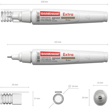Ручка-корректор ERICH KRAUSE "Extra", 8 мл, металлический наконечник, 24815