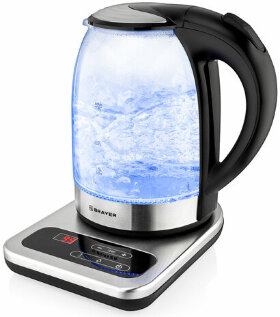 Чайник с терморегулятором BRAYER BR1003, 1,7 л, 2200 Вт, закрытый нагревательный элемент, стекло