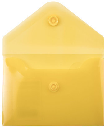 Папка-конверт с кнопкой МАЛОГО ФОРМАТА (74х105 мм), А7 (для дисконтных, банковских карт, визиток) прозр, желтая, 0,18 мм, BRAUBERG, 227324