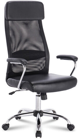 Кресло офисное BRABIX &quot;Flight EX-540&quot;, хром, экокожа, сетка, черное, 531850
