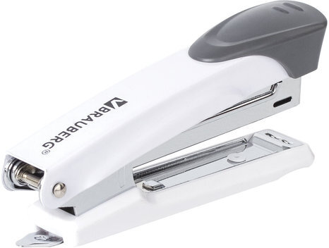 Степлер №10 металлический BRAUBERG "Universal+", до 12 листов, с антистеплером, белый, 227778