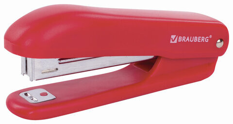 Степлер №10 BRAUBERG "SX-19", до 12 листов, с антистеплером, красный, 228589