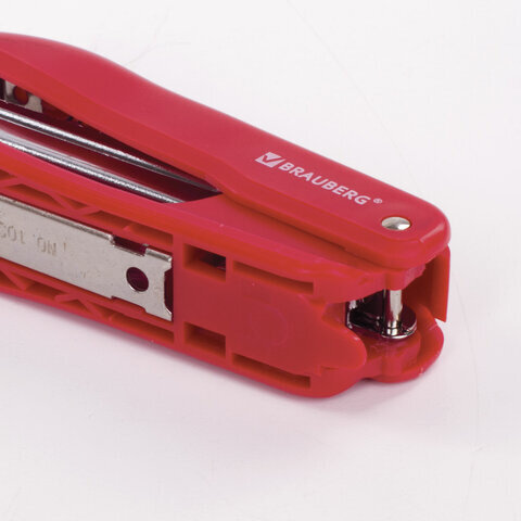 Степлер №10 BRAUBERG "SX-19", до 12 листов, с антистеплером, красный, 228589
