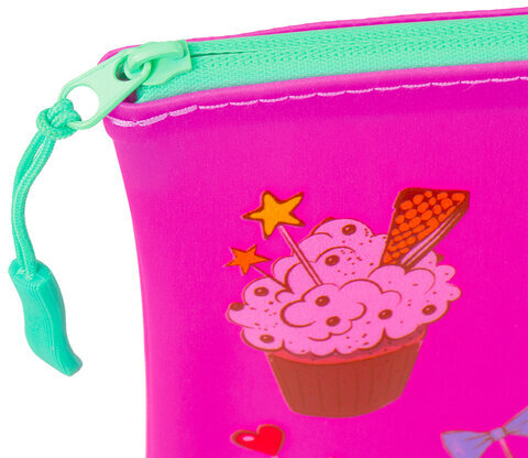 Папка для тетрадей A5 BRAUBERG, мягкий, водонепроницаемая молния, "Cupcakes", 25х20 см, 229260