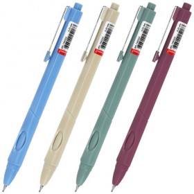 Ручка шариковая автоматическая с грипом BRAUBERG "COMFORT GRIP", СИНЯЯ, игольчатый наконечник 0,7 мм, линия письма 0,35 мм, 144323