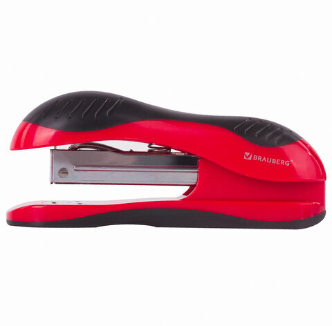 Степлер №24/6, 26/6 BRAUBERG "JET", до 25 листов, эргономичный, красно-черный, 229688