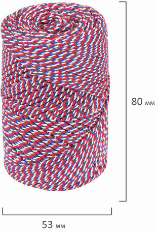 Нить хлопчатобумажная для прошивки документов, ТРИКОЛОР, диаметр 1,6 мм, длина 120 м, сменный блок, BRAUBERG, 601814