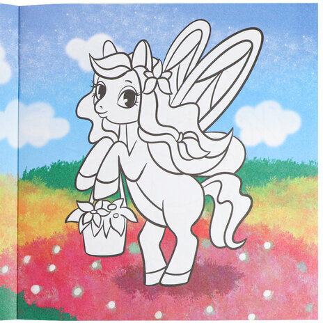 Книжка-раскраска ПОНИ ВОЛШЕБНЫЕ, 215х215 мм, 16 страниц, цветной внутренний блок, BRIGHT KIDS, Р-0733