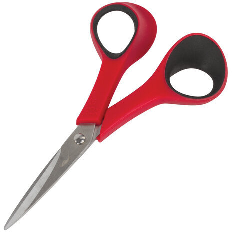 Ножницы для хобби и рукоделия ОСТРОВ СОКРОВИЩ 140 мм, 3-х сторонняя заточка, красно-черные, 237105
