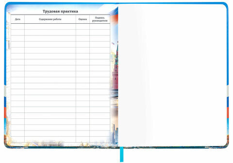 Дневник 1-11 класс 48 л., кожзам (твердая с поролоном), печать, цветной блок, BRAUBERG, "Россия", 106954