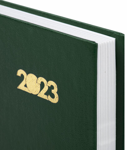 Ежедневник датированный на 2023 (145х215 мм), А5, STAFF, обложка бумвинил, зеленый, 114190