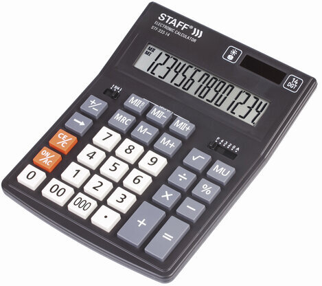 Калькулятор настольный STAFF PLUS STF-333 (200x154 мм), 14 разрядов, двойное питание, 250416