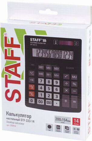 Калькулятор настольный STAFF PLUS STF-333 (200x154 мм), 14 разрядов, двойное питание, 250416